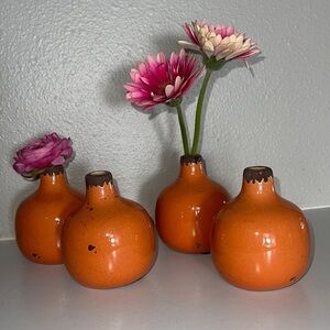 47th & Main Rustic Ceramic Bud Vase, Small, Carmine orange x4